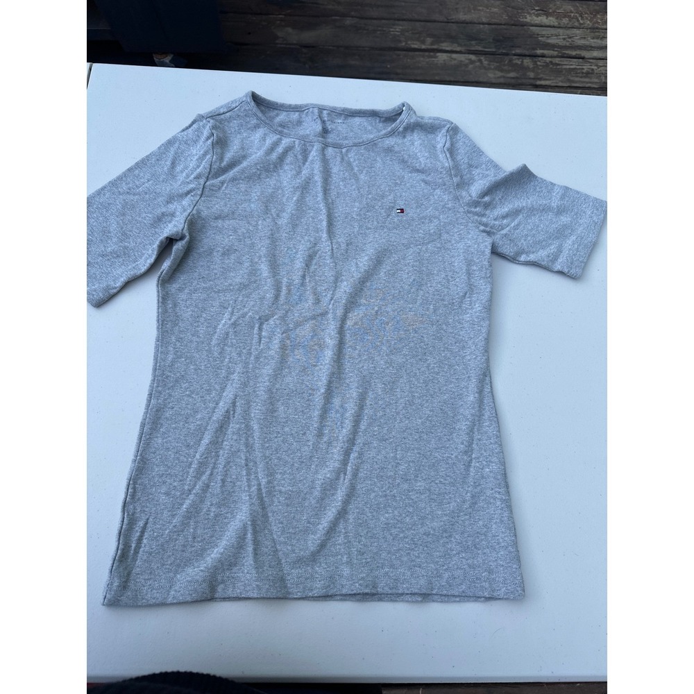 Tommy Hilfiger Mens Heather Grey Cotton T-Shirt Flag Logo Medium TJFRTK233B